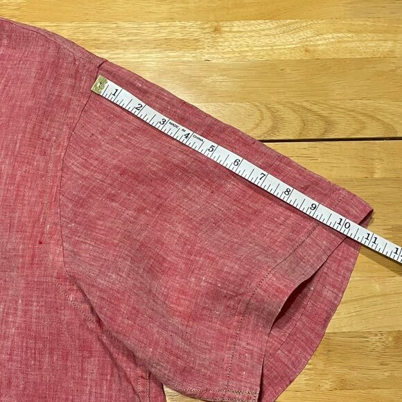 PAOLETTI 100% Linen Shirt Short Sleeve Button Down Pink Men's Size XXL - Picture 13 of 14